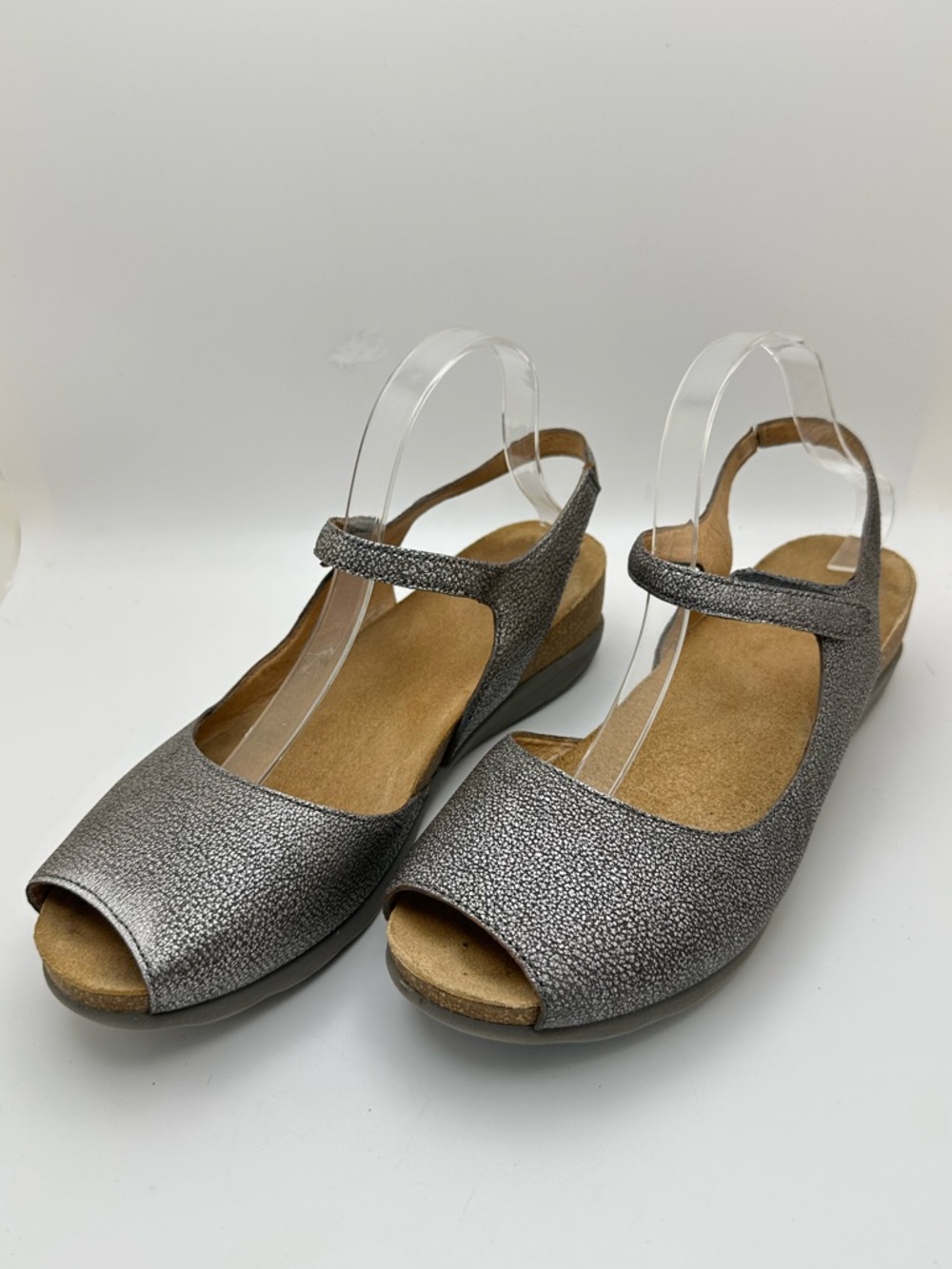DANSKO Marcy Metallic Leather Gray Slingback Comfort Shoes Sandals Sz 42 - Picture 3 of 14